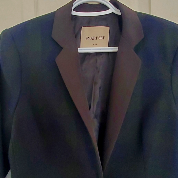 Smart Set Black/Navy/Green Gingham Blazer - Picture 5 of 8